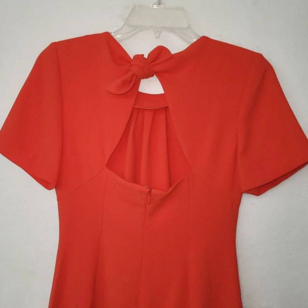 Diane Von Furstenberg Rose Scorn Dress Womens 4 Spicy Orange Cut Out Bow Back - Picture 10 of 16